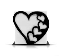 Girftong Porte-serviettes en forme d'amour, boîte à mouchoirs en fer robuste avec finition noire résistante aux rayures, décoration nordique pour maison, hôtel, café, restaurant, table, 15 x 5 x 15 cm