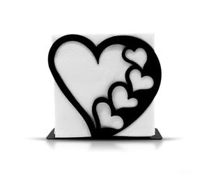Girftong Porte-serviettes en forme d'amour, boîte à mouchoirs en fer robuste avec finition noire résistante aux rayures, décoration nordique pour maison, hôtel, café, restaurant, table, 15 x 5 x 15 cm