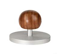 Girftong Presse à café à base plate en aluminium avec poignée en noyer pour une extraction uniforme, accessoire pour barista pour la maison et le café, 51 mm 58 mm (58 mm, argent)