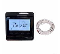 Girftong Thermostat programmable pour chauffage électrique au sol, 16 A 250 V, statistique numérique murale avec sonde de capteur externe, plage de 0 à 90 °C (noir, 16 A)