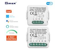 GIRIER Tuya Wifi Module de variateur intelligent 10A prise en charge du contrôle bidirectionnel interrupteur de lumière variable 1 2 gangs fonctionne avec Alexa Google Home 2 Gang