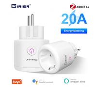 GIRIER Tuya ZigBee prise d'alimentation intelligente 20A prise de courant pour maison intelligente ue 4200W avec fonction de moniteur de puissance fonctionne avec Alexa Hey Google