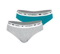 Girl by Athena Douceur Coton Lq38 Slips, Gris Chine/Lagon, 16 Ans (Lot de 2) Fille