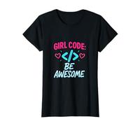 Girl Code Be Awesome Neon Féministe Graphique T-Shirt
