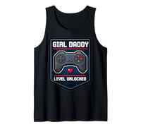 Girl Daddy Level Débloqué Nouveau Père Papa Fille Gamer Débardeur