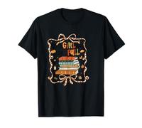 Girl Fall Cozy Books Automne Esthétique T-Shirt