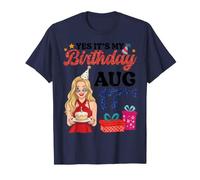 Girl Flowers Cake Fireworks Yes It's My Birthday 17 août T-Shirt