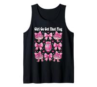 Girl Go Get That Drapeau Coquette Nœud Rose Football Mom Débardeur