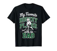 Girl Hockey Dad My Favorite Player Calls Me Daddy Vert foncé T-Shirt