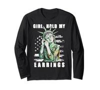 Girl Hold My Earrings Statue de la Liberté Manche Longue