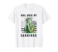 Girl Hold My Earrings Statue de la Liberté Y2K T-Shirt