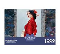 Girl in A Red Hanfu 1000 Pièces Carton Premium Lot de Puzzles Charming Woman Stimulant Et Éducatif Jeu Créatif Puzzles As Birthday Gifts 38x26cm/1000pcs