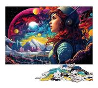 Girl in Front of The Moon Puzzle 1000 Pièces Adulte en Bois Jeu Éducatif 1000 Pièces (75x50cm)