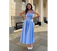 Girl In Mind Girl In Mind Blue Briar Halterneck Pleated Midi Dress Blue 42