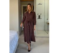 Girl In Mind Girl In Mind Brown Angela Long Sleeve Suedette Maxi Shirt Dress Brown EU 40 (UK 12)