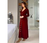 Girl In Mind Girl In Mind Red Valentina Button-Front Maxi Dress Red EU 40 (UK 12)