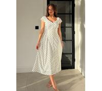 Girl In Mind Girl In Mind White Ebby Pleated Bust Strappy Midi Spot Dress White EU 44 (UK 16)