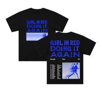 Girl in Red Doing It Again T-shirt Europe Tour 2024 T-shirt à manches courtes en coton pour homme et femme, Noir , XL