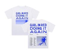 Girl in Red Doing It Again T-shirt Europe Tour 2024 T-shirt à manches courtes en coton pour homme et femme, blanc, M