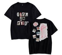Girl in red Merch Logo Photo Print T-Shirt Femmes Hommes Casual Col Rond Manches Courtes Retro Singer Tee, Noir , S