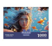 Girl in The Ocean 1000 Pcs Carton Extra-épais Lot de Puzzles Flower Crown Woman Stimulant Et Éducatif Jeu Créatif Puzzles pour Adultes Et Enfants 70x50cm/1000pcs