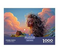 Girl in The Ocean 1000 Pièces Carton Premium Lot de Puzzles Flower Crown Woman Stimulant Et Éducatif Jeu Créatif Puzzles As Birthday Gifts 70x50cm/1000pcs
