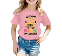 Girl of School Shirt Big Kid School's Out for Summer T-Shirt Fleur Lunettes de soleil Graphique T-shirt à manches courtes, rose, 3-4 ans