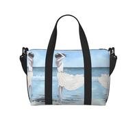 Girl On A Windy Beach Sac de gym imprimé pour femme, sac de week-end, sac à articles personnels, sac à bandoulière pour homme et femme, taille unique, Noir , Taille unique
