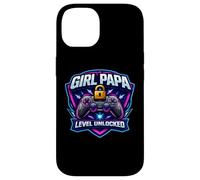 Girl Papa Level Unlocked New Père Dad Daughter Gamer Funny Coque pour iPhone 14