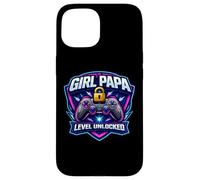 Girl Papa Level Unlocked New Père Dad Daughter Gamer Funny Coque pour iPhone 15