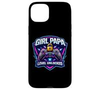 Girl Papa Level Unlocked New Père Dad Daughter Gamer Funny Coque pour iPhone 15 Plus