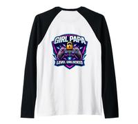 Girl Papa Level Unlocked New Père Dad Daughter Gamer Funny Manche Raglan