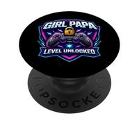 Girl Papa Level Unlocked New Père Dad Daughter Gamer Funny PopSockets PopGrip Adhésif