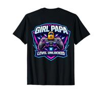 Girl Papa Level Unlocked New Père Dad Daughter Gamer Funny T-Shirt