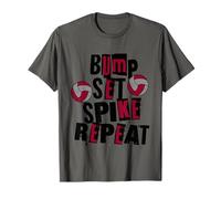 Girl Parents Volleyball Bump Set Spike Repeat Noir & Marron T-Shirt