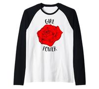 Girl Power Fleur Mouvement Féministes Phrase pour Femme Manche Raglan