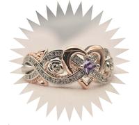 Girl Products Anneaux Ring Jewellery Femmes Men Promet Mariage Rose Princesse Square Diamond Diamond Ring Cœur Rose Gol Double Tone Zircon Rague Cadeaux