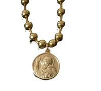 Girl Products St Benoît Collier pour femmes et hommes, 925 Sterling Silver Saint Benant Ball Perles Chaîne, Médailles de St Benedict, Medalla de San Benito, San Benito Medalla, Saint-Benoît