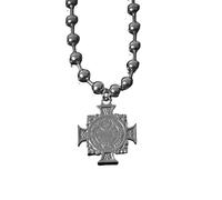 Girl Products St Benoît Collier pour femmes et hommes, 925 Sterling Silver Saint Benant Ball Perles Chaîne, Médailles de St Benedict, Medalla de San Benito, San Benito Medalla, Saint-Benoît