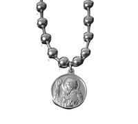 Girl Products St Benoît Collier pour femmes et hommes, 925 Sterling Silver Saint Benant Ball Perles Chaîne, Médailles de St Benedict, Medalla de San Benito, San Benito Medalla, Saint-Benoît