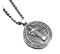 Girl Products St Benoît Collier pour les femmes et les hommes, Pendentif religieux de la médaille de San Benito, Médailles de St Benoît, Medalla de San Benito, San Benito Medalla, Saint-Benédict