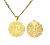 Girl Products St Benoît Collier pour les femmes et les hommes, Pendentif religieux de la médaille de San Benito, Médailles de St Benoît, Medalla de San Benito, San Benito Medalla, Saint-Benédict