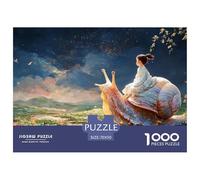 Girl Sits on The Bckof N Oversized Snil 1000 Pcs Carton Extra-épais Coffret De Puzzles Girl Riding A Giant Snail Stimulant Et Éducatif Jeu Créatif Puzzles As Birthday Gifts 70x50cm/1000pcs