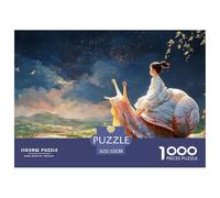 Girl Sits on The Bckof N Oversized Snil 1000 Pcs Carton Extra-épais Coffret De Puzzles Girl Riding A Giant Snail Stimulant Et Éducatif Défi Unique Puzzles pour Adultes Et Enfants 52x38cm/1000pcs