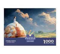 Girl Sits on The Bckof N Oversized Snil 1000 Pcs Carton Premium Coffret De Puzzles Girl Riding A Giant Snail Stimulant Et Éducatif Jeu Créatif Puzzles As Birthday Gifts 52x38cm/1000pcs