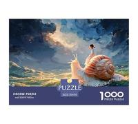 Girl Sits on The Bckof N Oversized Snil 1000 Pièces Carton Extra-épais Lot de Puzzles Girl Riding A Giant Snail Anti-Stress Jeu Familial Puzzles As Birthday Gifts 70x50cm/1000pcs