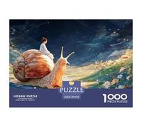 Girl Sits on The Bckof N Oversized Snil 1000 Pièces Carton Extra-épais Lot de Puzzles Girl Riding A Giant Snail Stimulant Et Éducatif Jeu Créatif Puzzles pour Adultes Et Enfants 70x50cm/1000pcs
