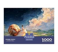 Girl Sits on The Bckof N Oversized Snil 1000 Pièces Carton Extra-épais Lot de Puzzles Girl Riding A Giant Snail Stimulant Et Éducatif Défi Unique Puzzles pour Adultes Et Enfants 70x50cm/1000pcs