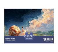 Girl Sits on The Bckof N Oversized Snil 1000 Pièces Carton Premium Lot de Puzzles Girl Riding A Giant Snail Anti-Stress Défi Unique Puzzles pour Adultes Et Enfants 38x26cm/1000pcs