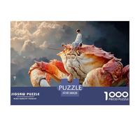 Girl Sitting on A Crab 1000 Pcs Carton Extra-épais Coffret De Puzzles Girl and Giant Crab Anti-Stress Jeu Familial Puzzles As Birthday Gifts 38x26cm/1000pcs